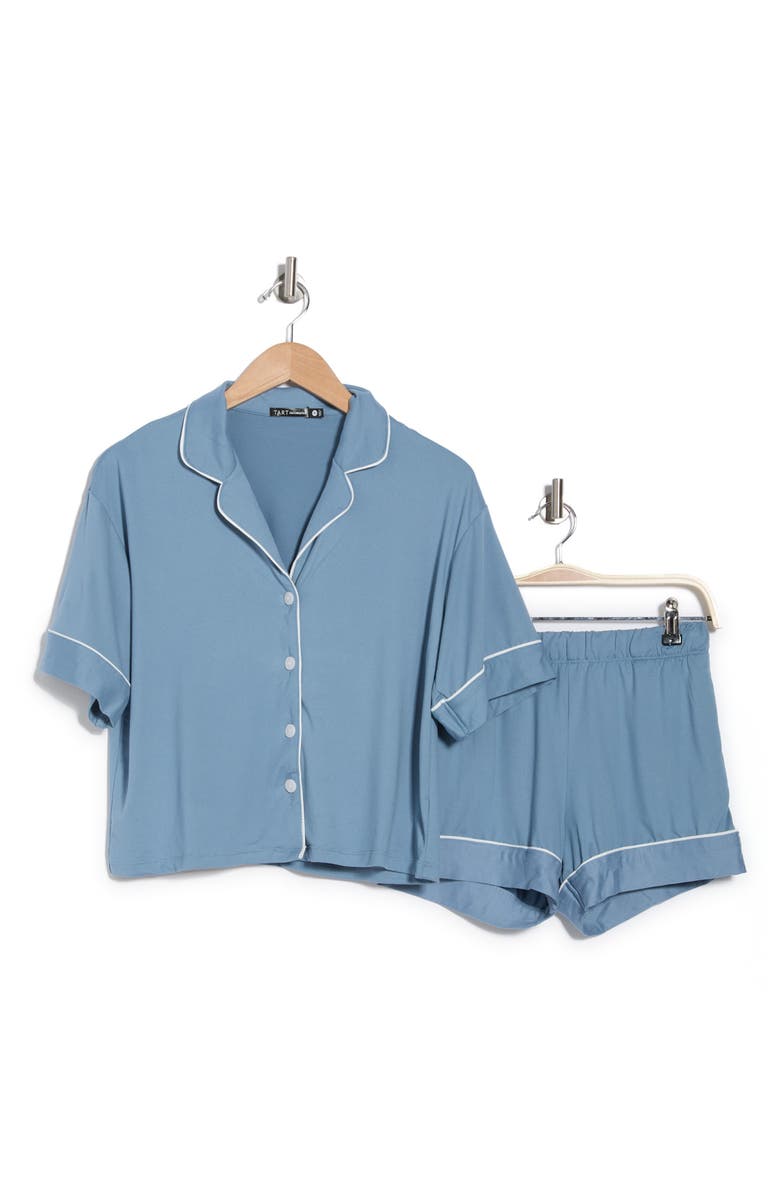 Kine Short Sleeve Button-Up Shirt & Shorts Pajamas