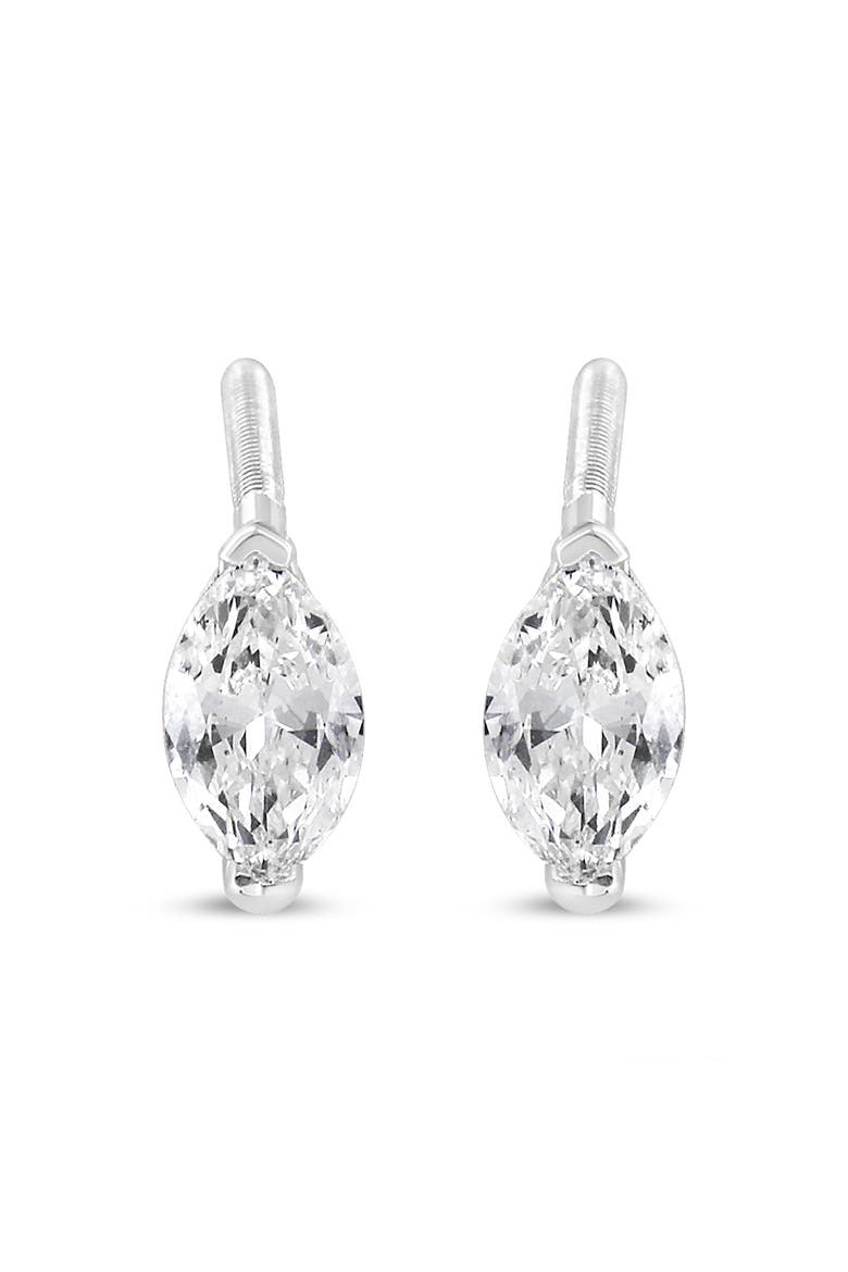 14K White Gold 1/2 Cttw Marquise Solitaire Lab Grown Diamond Stud Earrings, Alternate, color, White