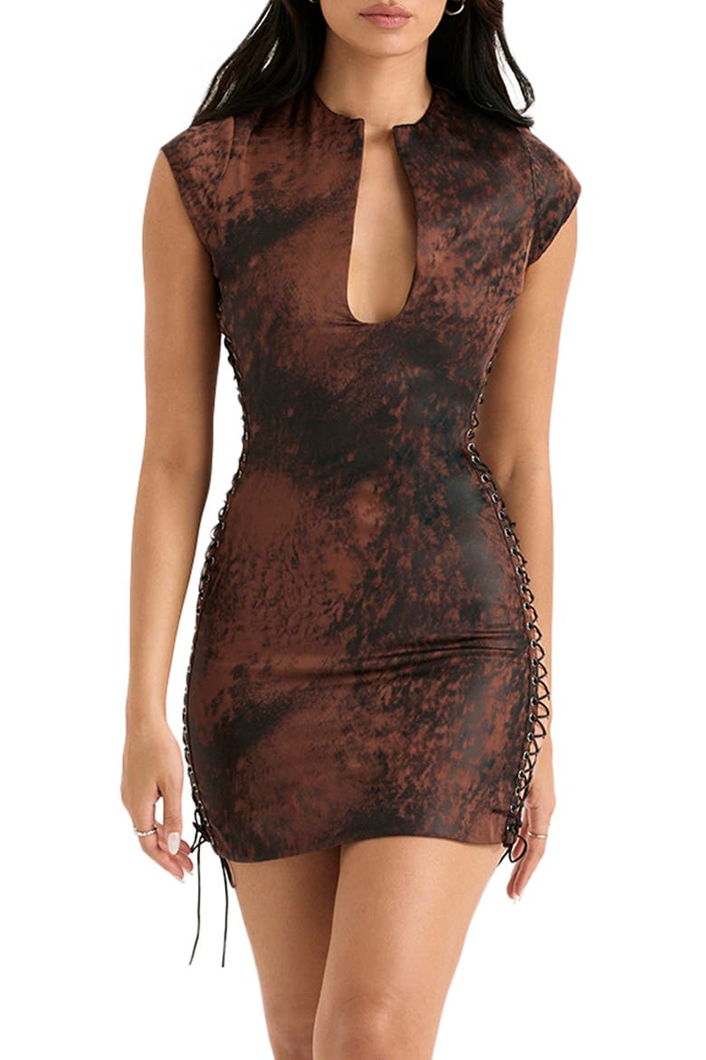 Daphne Cord Up Laced Minidress, Alternate, color, ANTIQUE