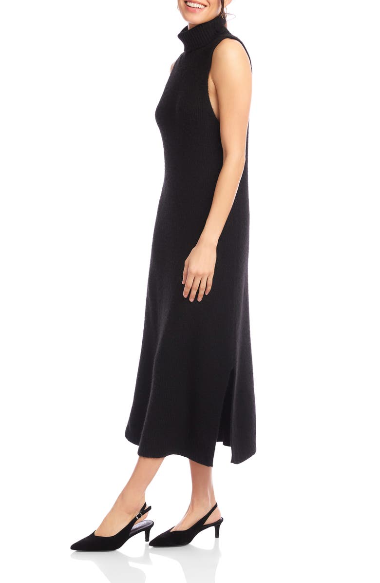 Karen Kane Turtleneck Sleeveless Sweater Midi Dress, Alternate, color, Black
