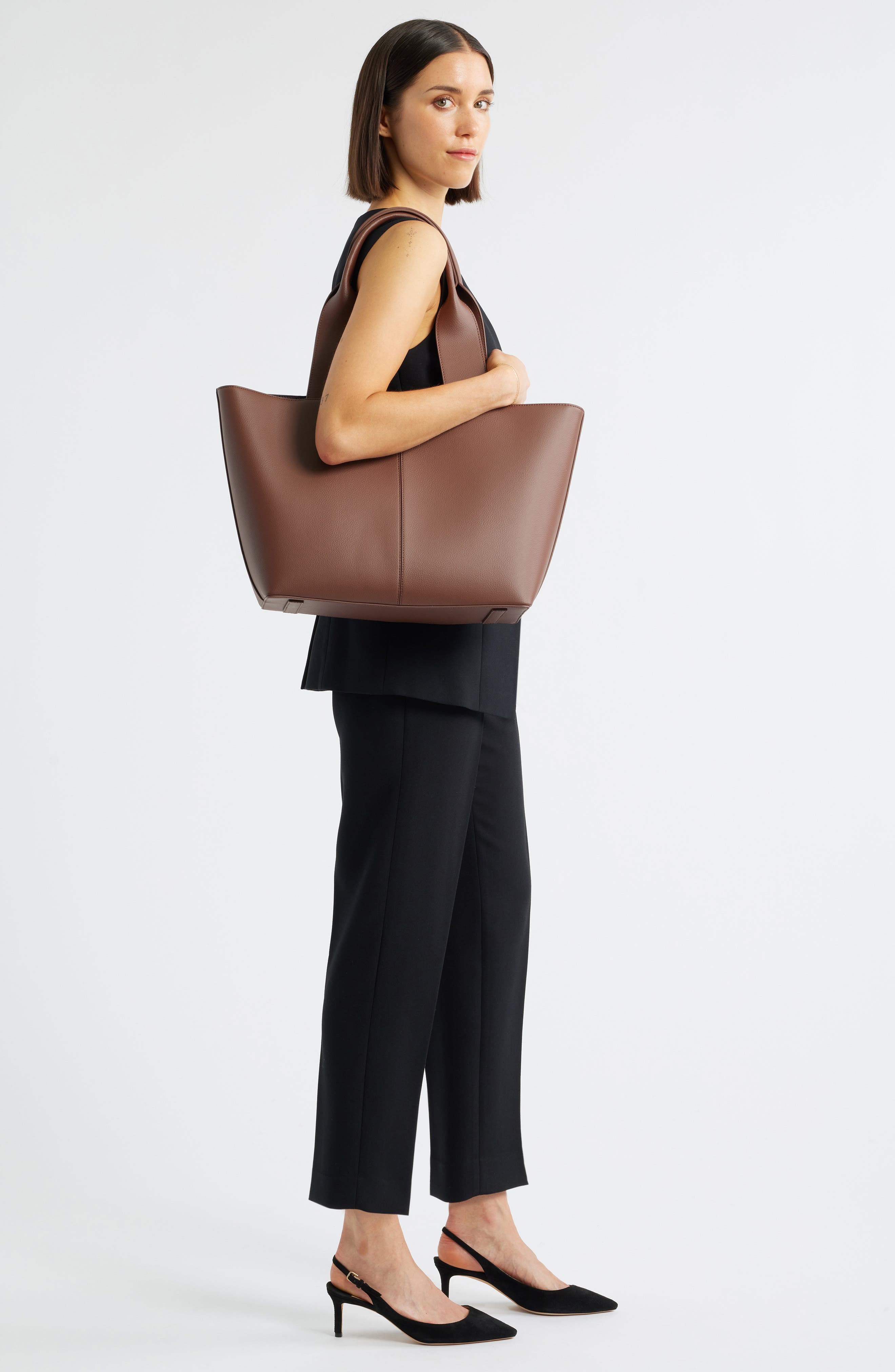 Freja New York Lafayette Faux Leather Tote, Alternate, color, Pecan