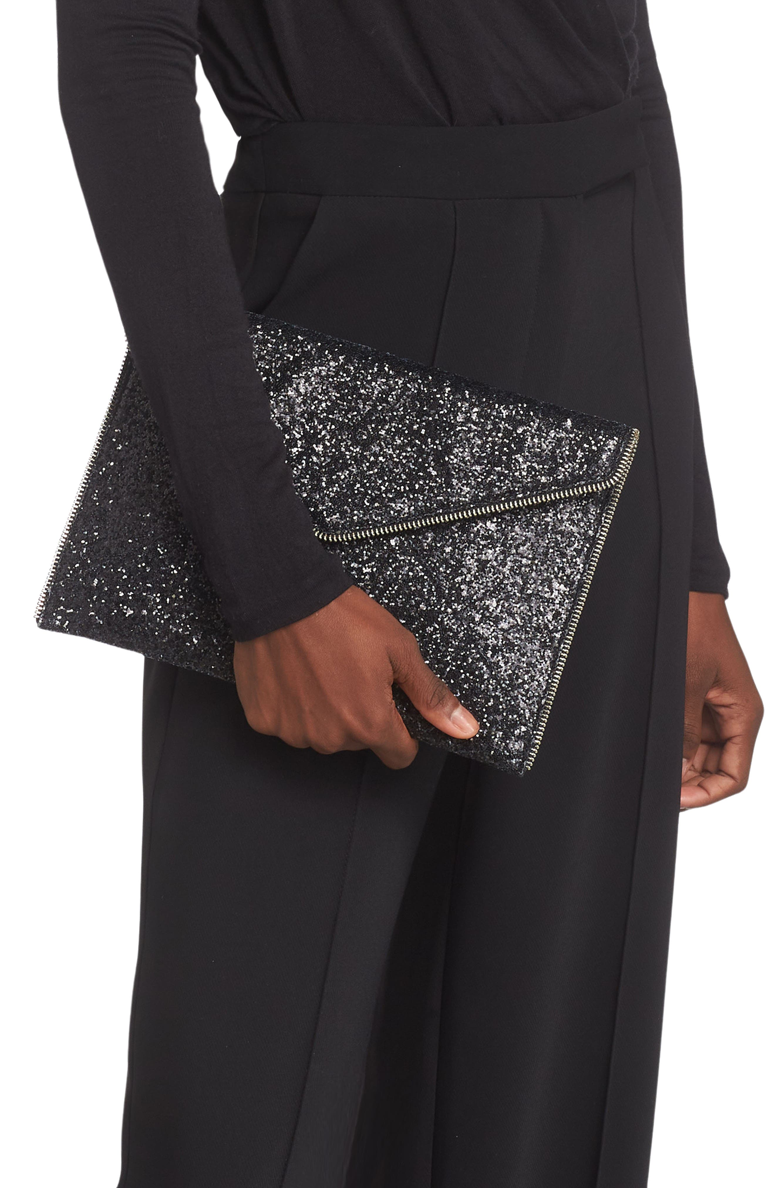 Rebecca Minkoff Leo Glitter Envelope Clutch, Alternate, color, 