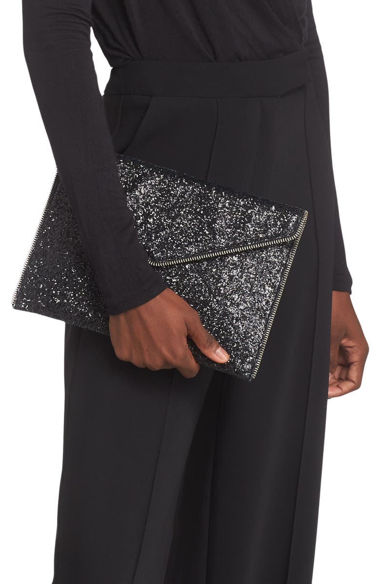 Rebecca Minkoff Leo Glitter Envelope Clutch, Alternate, color,