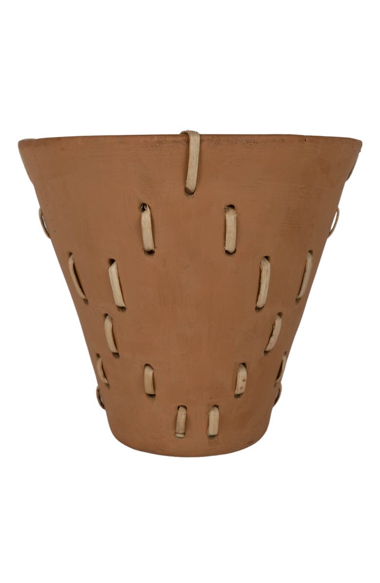Foreside Home and Garden Diamond Weave Terracotta & Cane Planter, Alternate, color, Orange