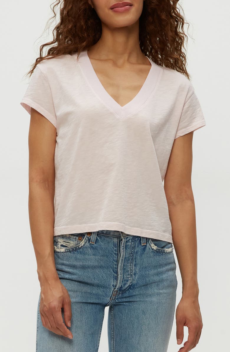 Michael Stars Harlan Cotton V-Neck T-Shirt, Main, color, Lychee