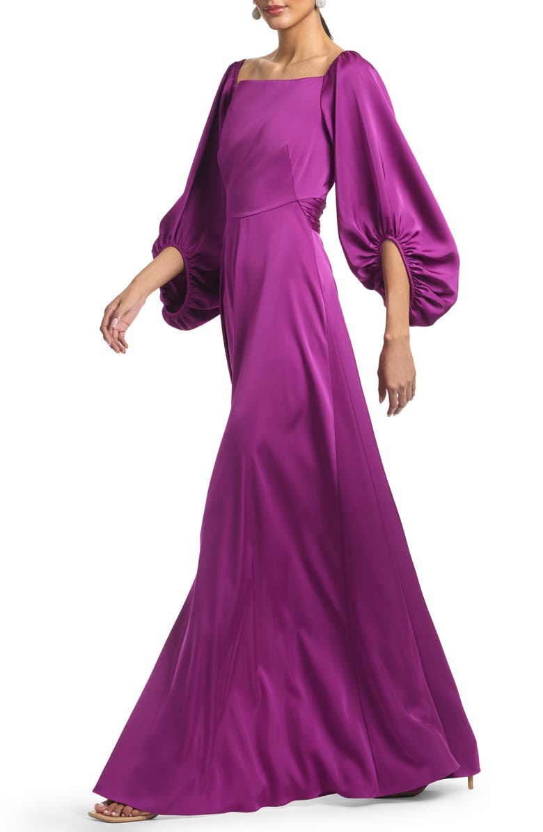 Sachin & Babi Bryant Convertible Neck Balloon Sleeve Gown, Alternate, color,