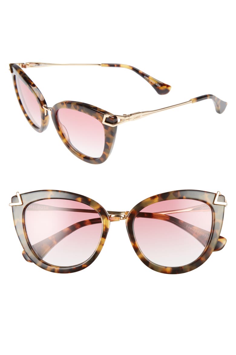 Melrose 51mm Gradient Cat Eye Sunglasses, Main, color, ROUGE/ BROWN TORTOISE