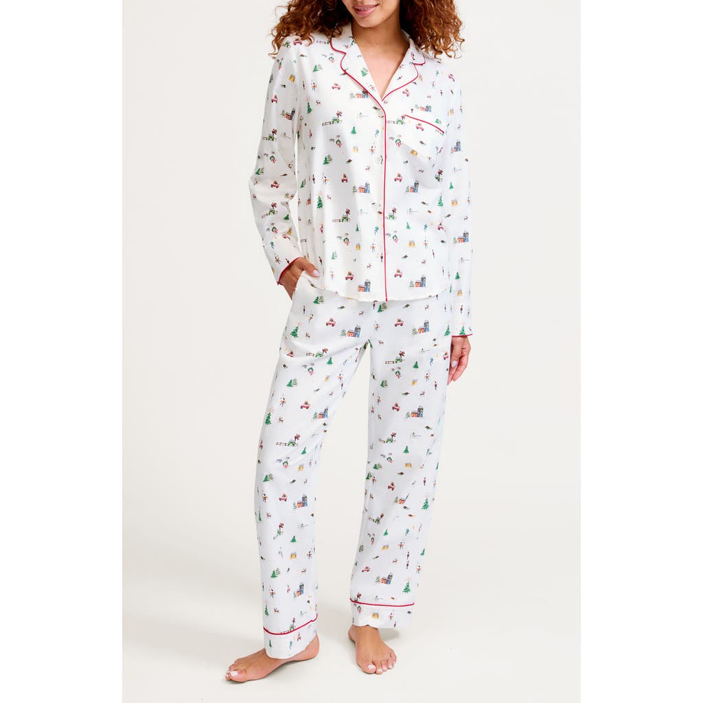 Petite Plume Holiday Print Cotton Twill Pajamas In Multi