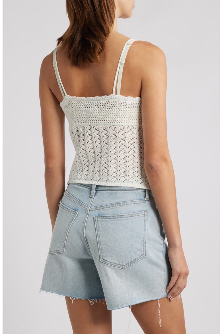 Leena Open Stitch Tie Front Cotton Camisole, Alternate, color, SAND