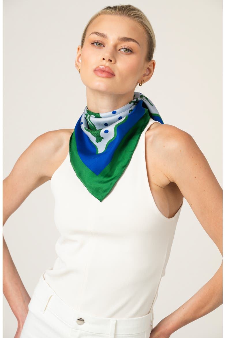 Emerald Safari Double Sided Silk Scarf, Alternate, color, Green