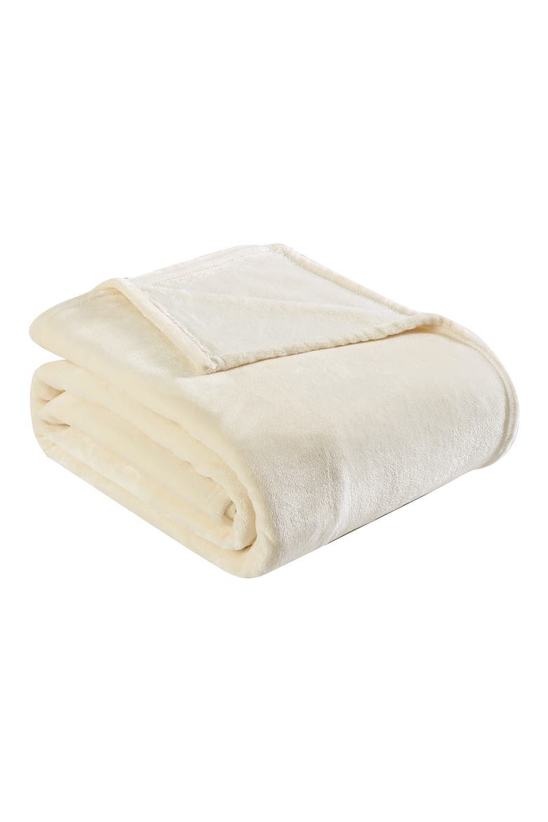 Bi-Color Premium Plush Fleece Throw Blanket, Main, color, WHITE