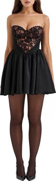 HOUSE OF CB J'Adore Strapless Mixed Media Cocktail Minidress