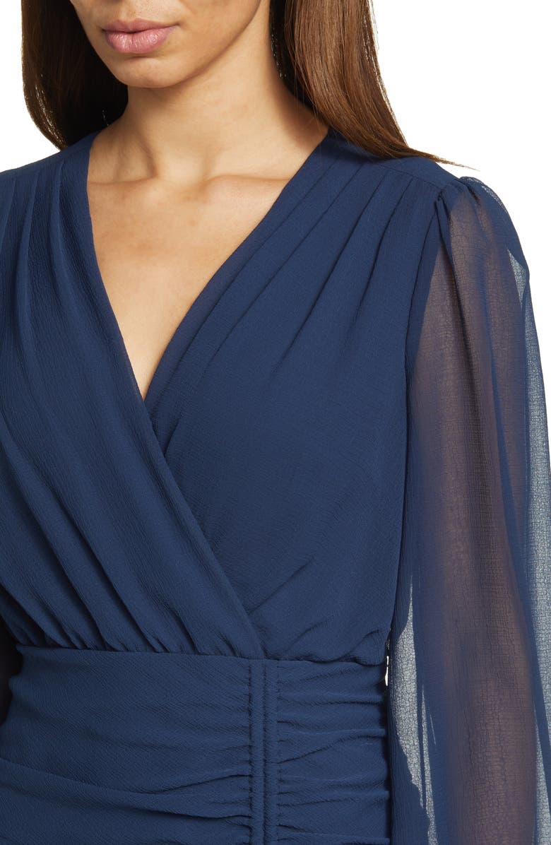 Ted Baker London Kiali Ruched Tie Long Sleeve Georgette Midi Dress, Alternate, color,