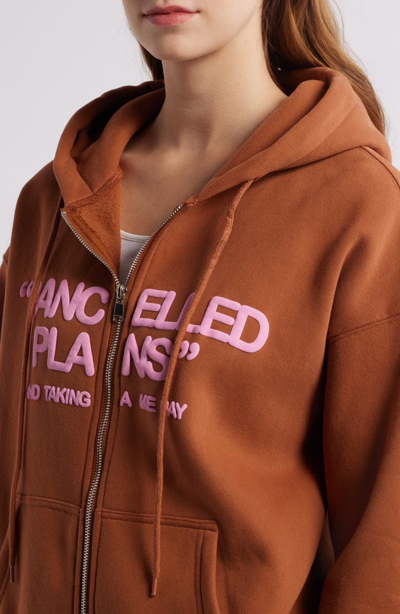 THE MAYFAIR GROUP Me Day Fleece Graphic Zip Hoodie, Alternate, color, Brown