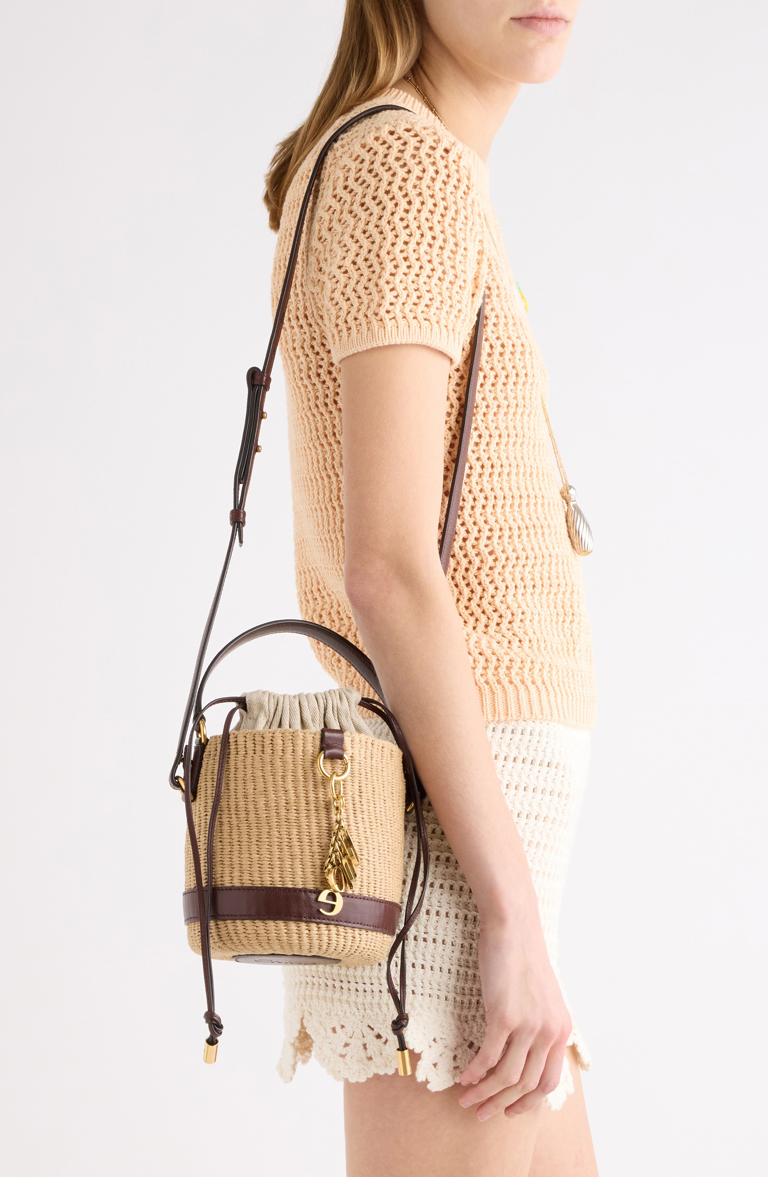 Charms Woven Straw Basket Bag, Alternate, color, CRAFTY BROWN