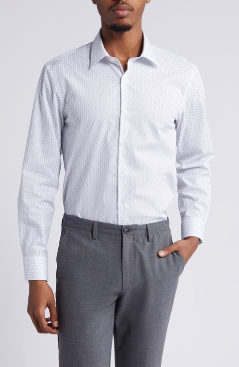 Extra Trim Fit Diamond Pattern Dress Shirt (Regular & Big)