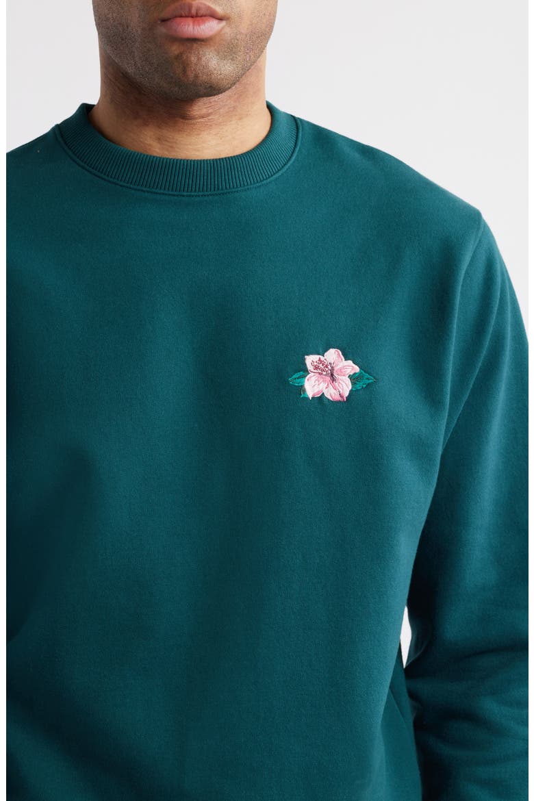 Azalea Cotton Crewneck Sweatshirt, Alternate, color, LUSH GREEN