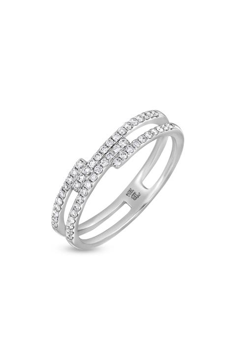18K White Gold Diamond Double Band Ring