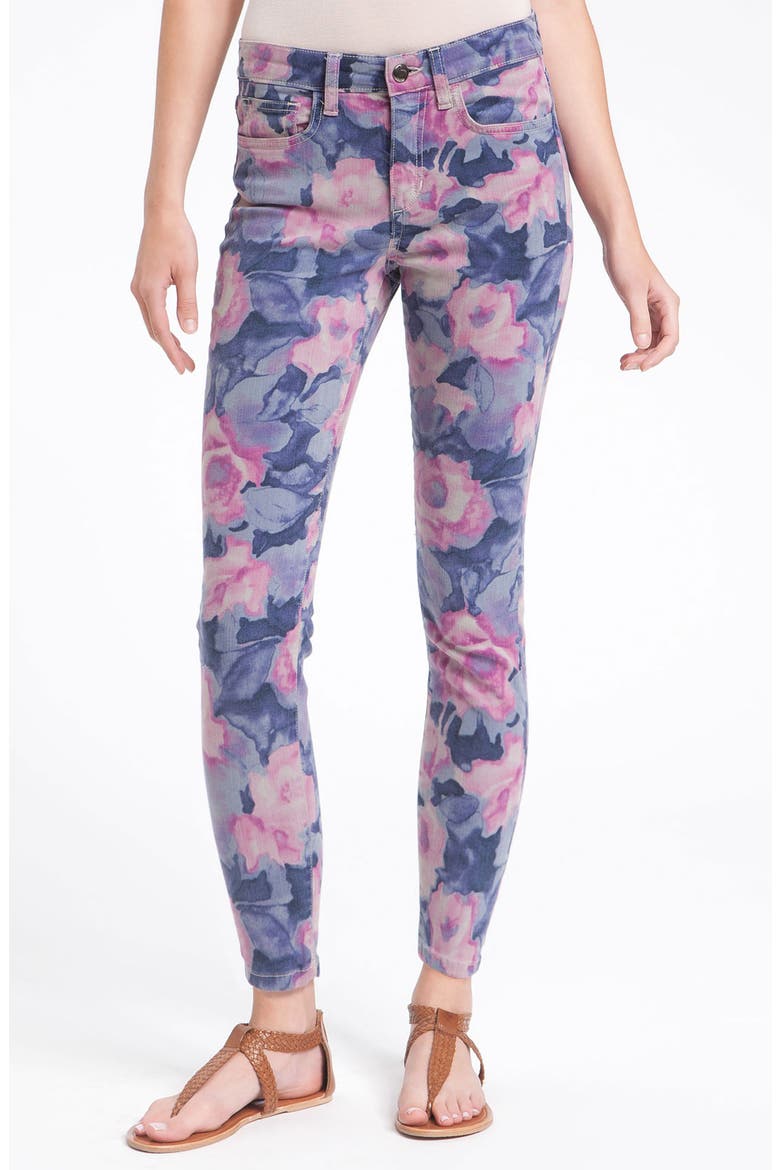 'The High Water' Print Crop Skinny Jeans, Alternate, color, TAINTED ROSE WATERCOLOR