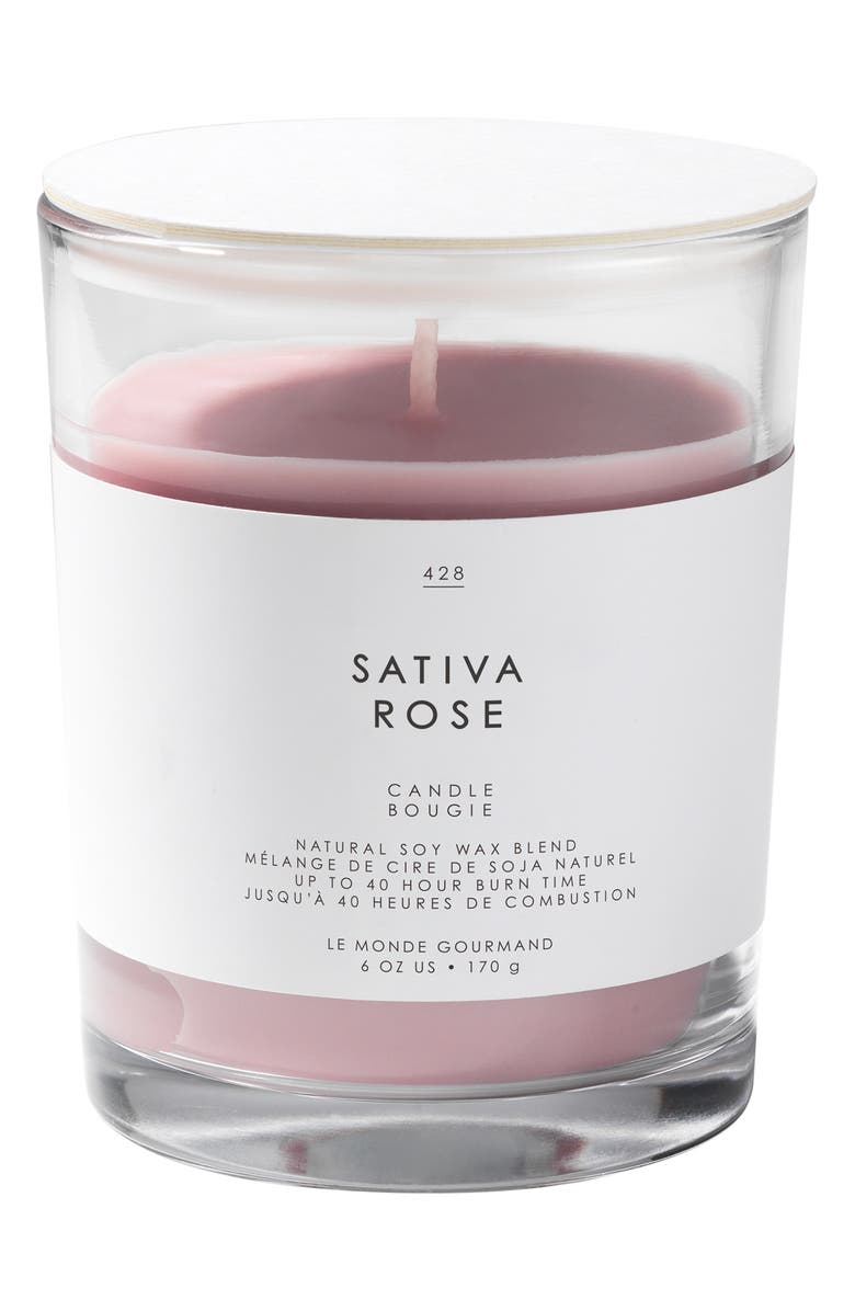 LE MONDE GOURMAND Sativa Rose Scented Candle, Main, color,