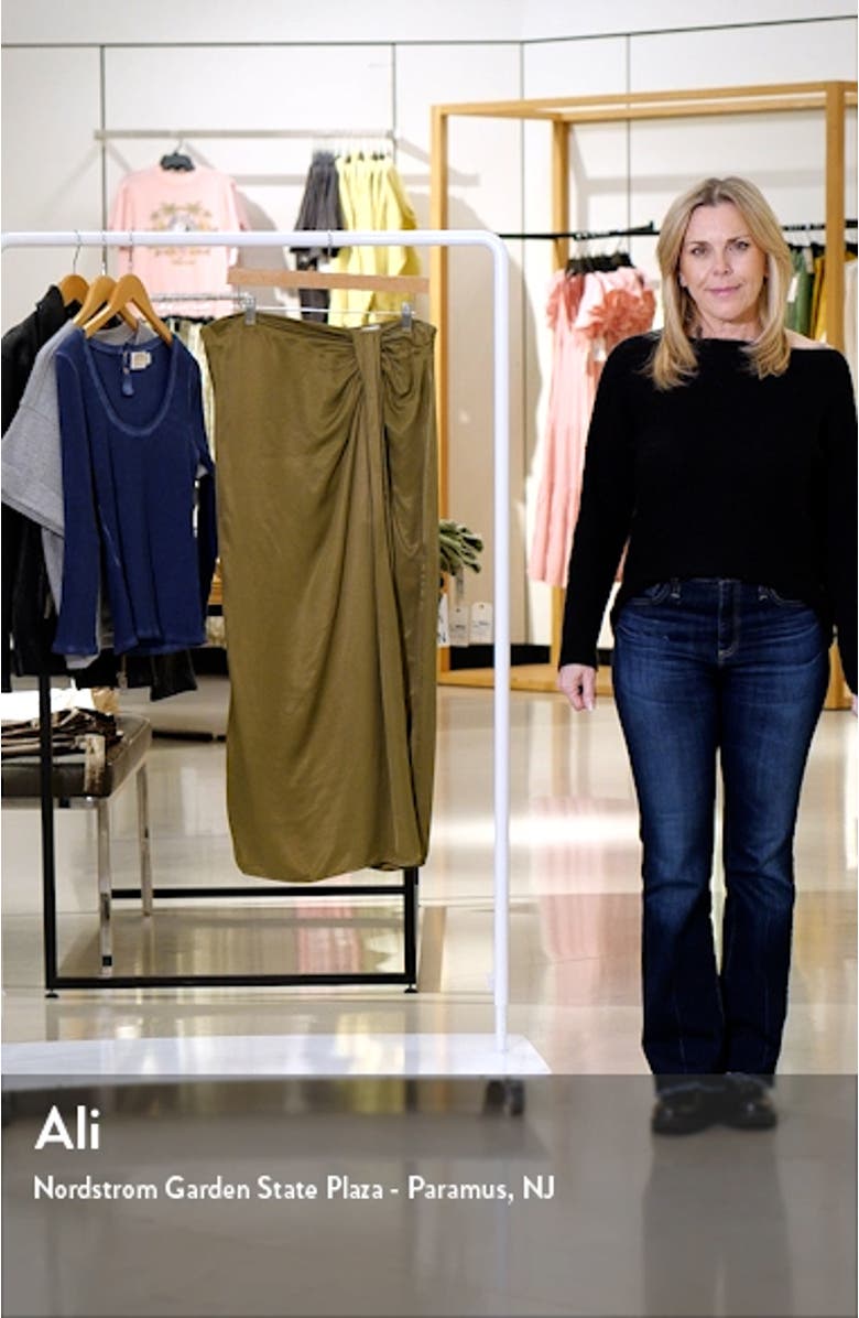 Ruched Front Vent Satin Maxi Skirt, sales video thumbnail