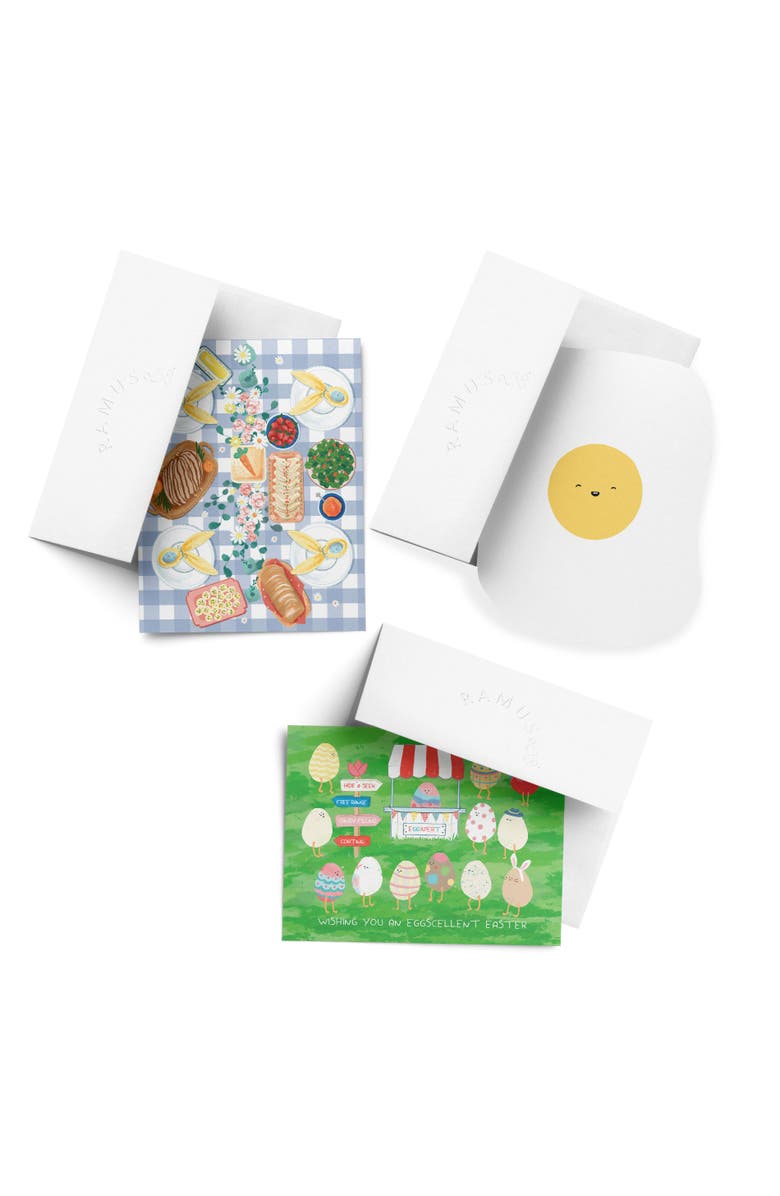 Ramus & Co Easter/Spring Assorted Greeting Card Pack (3ct) "Eggcellent Easter, Easter Brunch, Egg Card", Main, color, Multi-Pack