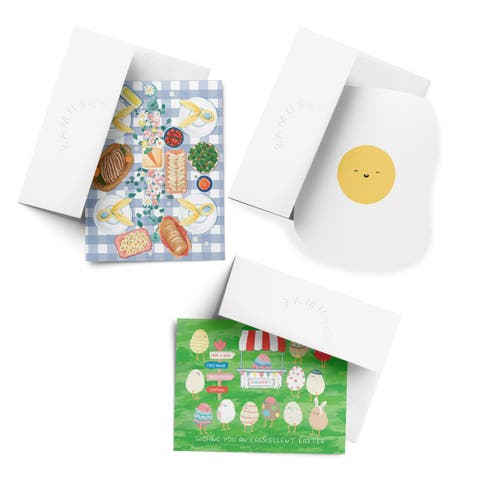 Easter/Spring Assorted Greeting Card Pack (3ct) "Eggcellent Easter, Easter Brunch, Egg Card"