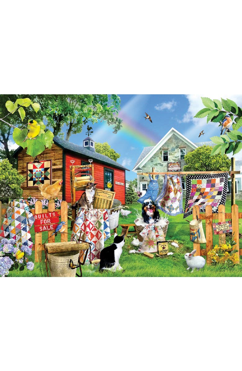 Sunsout Wash Day Quilts 500 piece Jigsaw Puzzle for Adults, Alternate, color, Multicolor