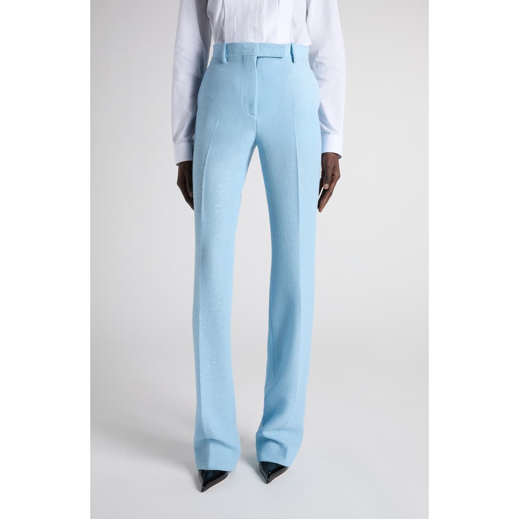 Tom Ford Tailored Sequin Wool Blend Crepe Straight Leg Pants In Blue