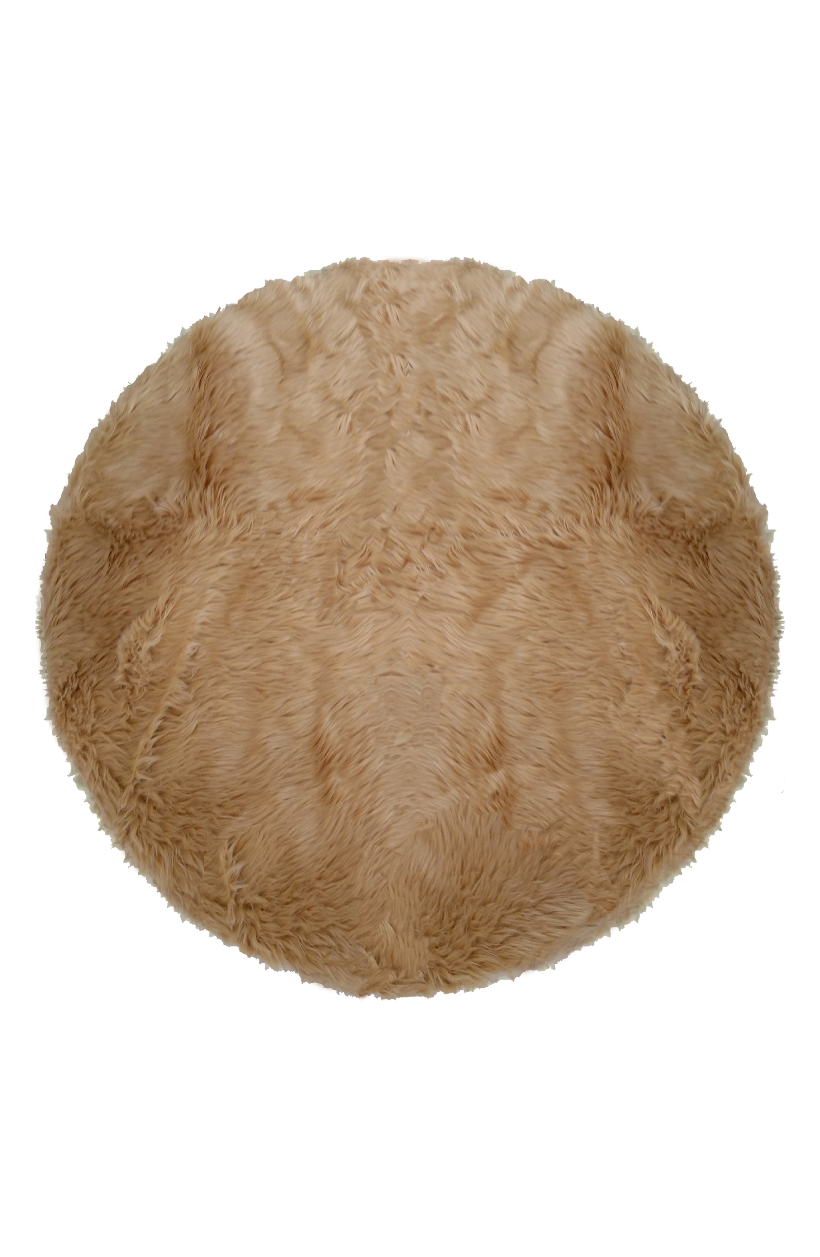 R16 HOME Round Faux Fur Shag Rug