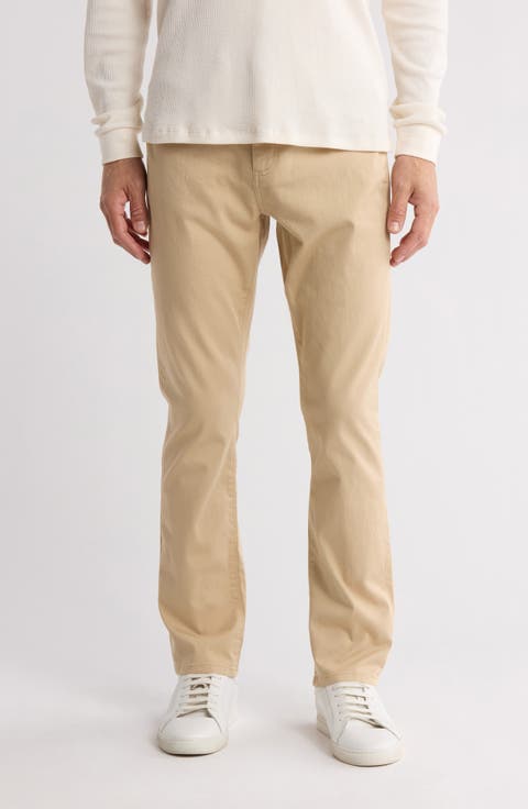 Stretch Cotton Straight Pants