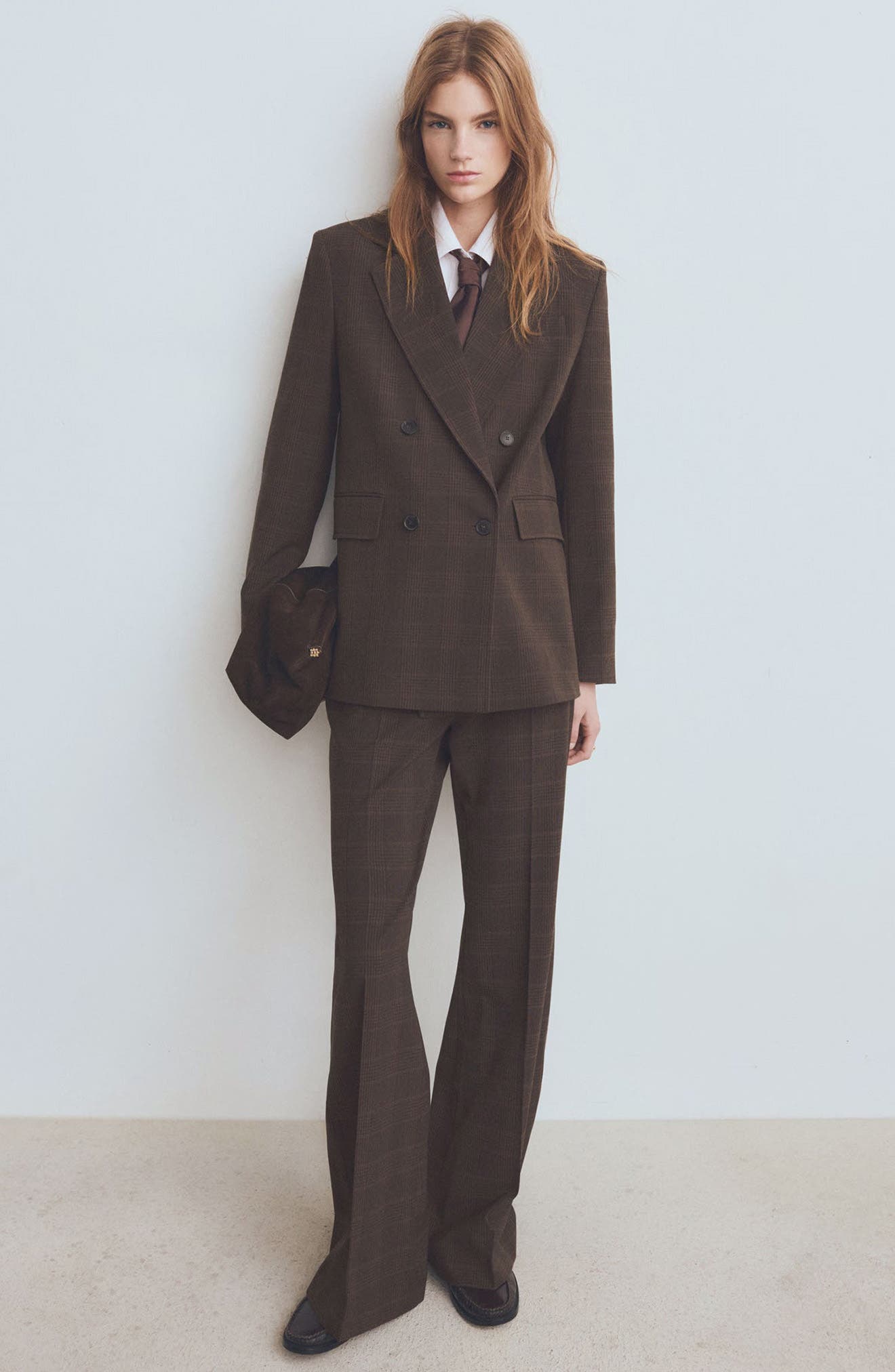 Check Print Straight Leg Suit Pants - image 2