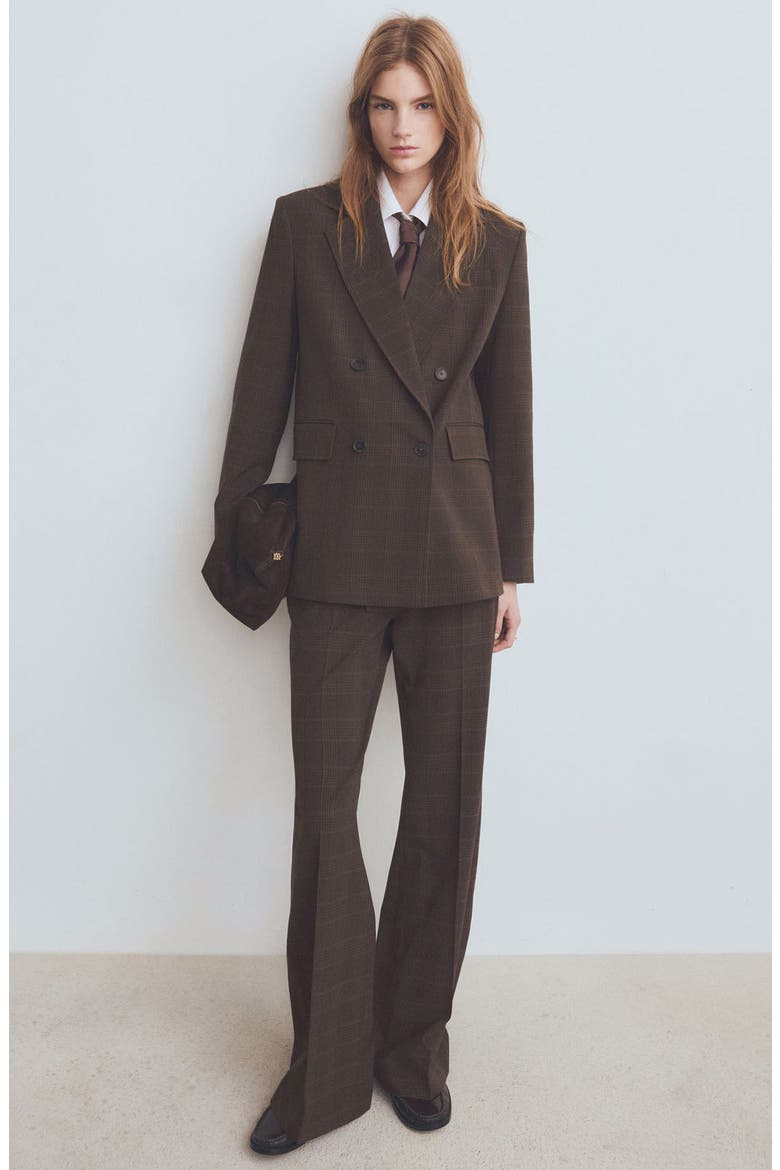 Check Print Straight Leg Suit Pants, Alternate, color, BROWN