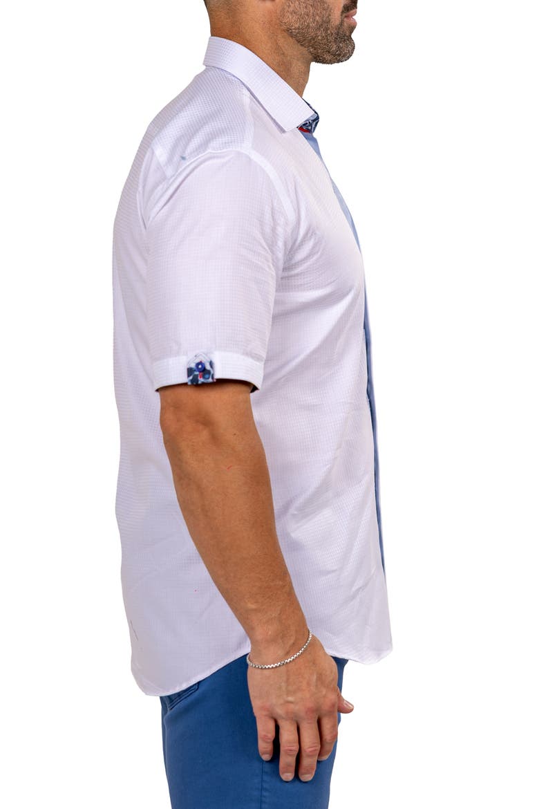 Galileo Marty Short Sleeve Cotton Button-Up Shirt, Alternate, color, WHITE