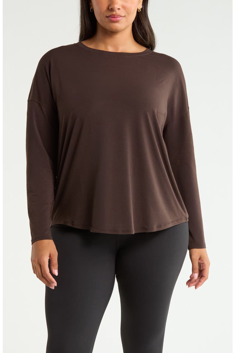 Breathe Long Sleeve Performance T-Shirt, Main, color, BROWN MOLE