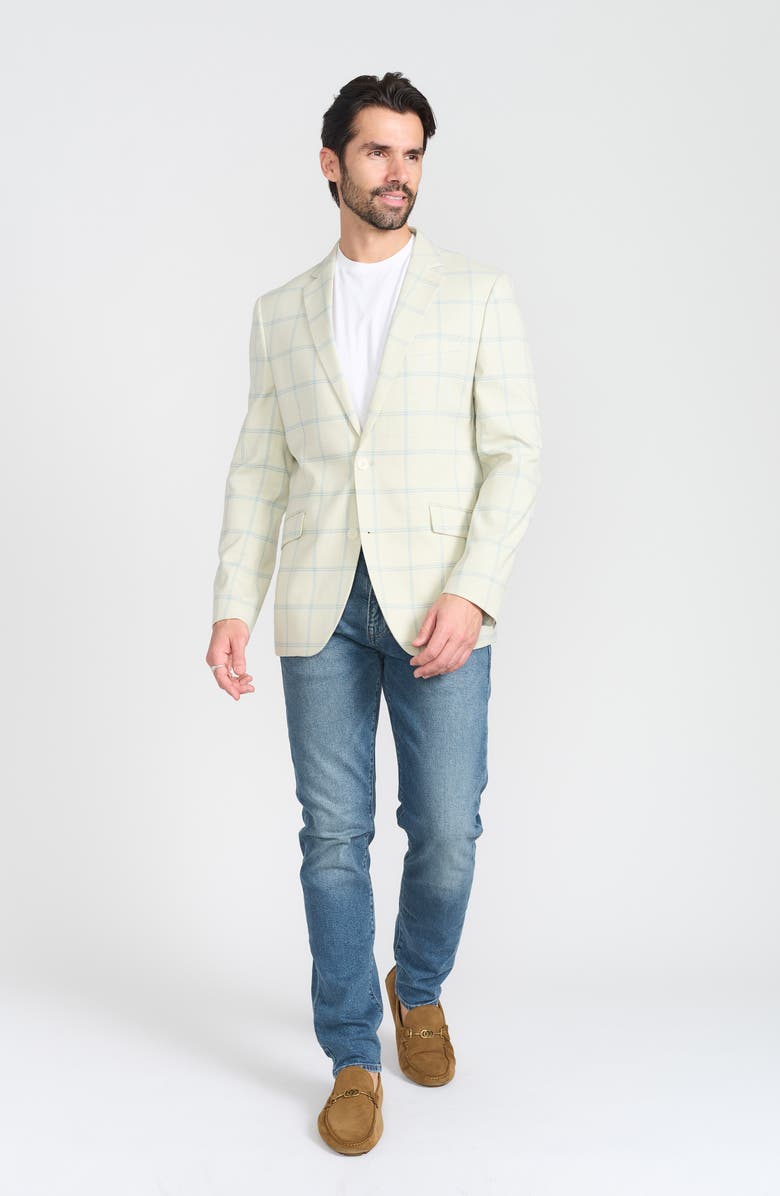 SAVILE ROW CO Mayfair Windowpane Notch Lapel Blazer, Alternate, color, Cream
