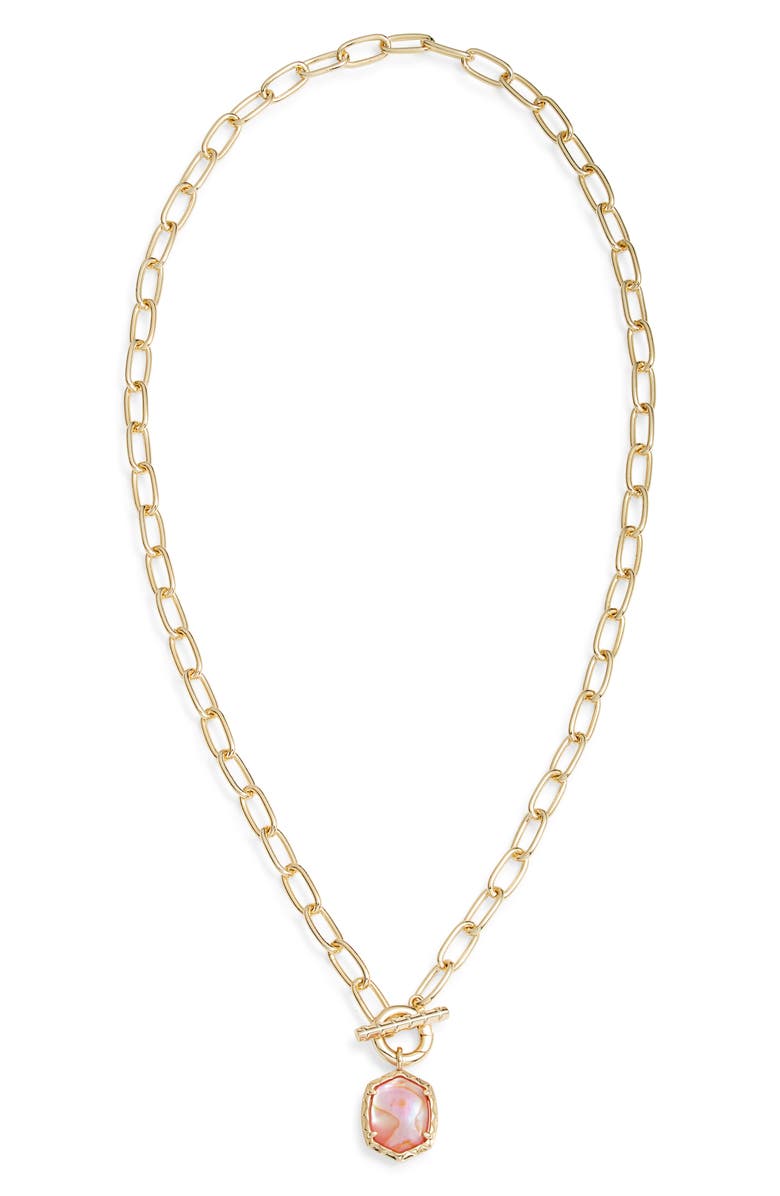 Kendra Scott Boxed Daphne Pendant Chain Necklace, Alternate, color, Gold Pink Abalone