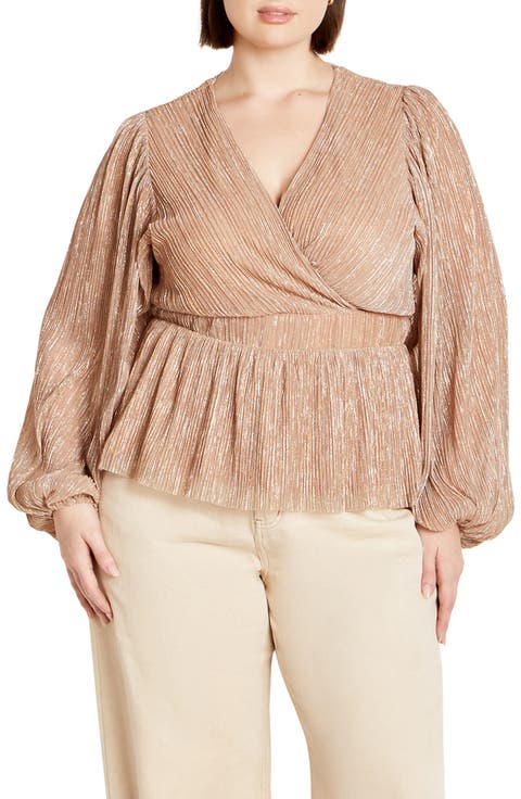 Noemi Metallic Plissé Top (Plus)