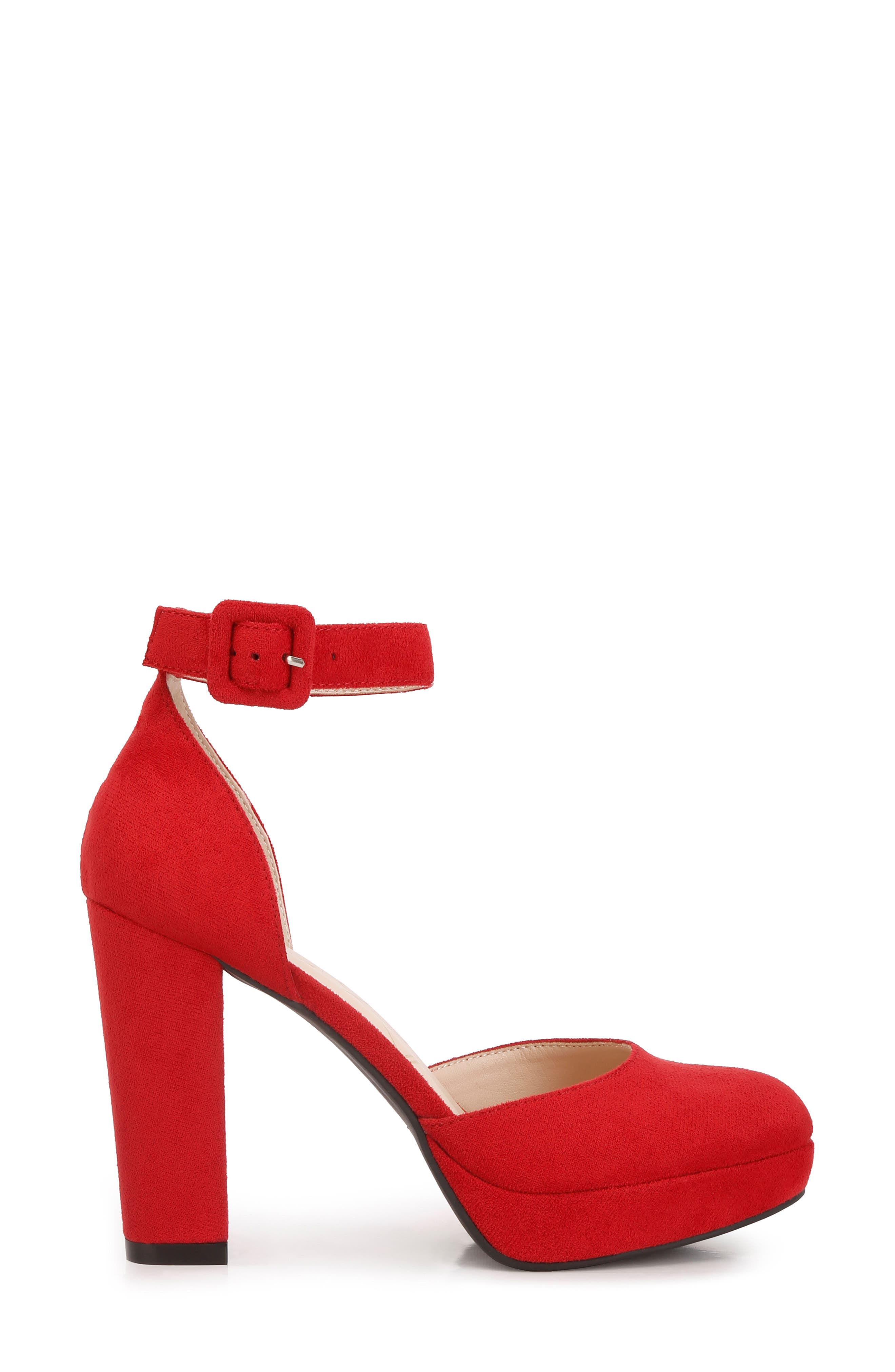 LONDON RAG Inigo Interchangeable Ankle Strap Platform Pump, Alternate, color, Red