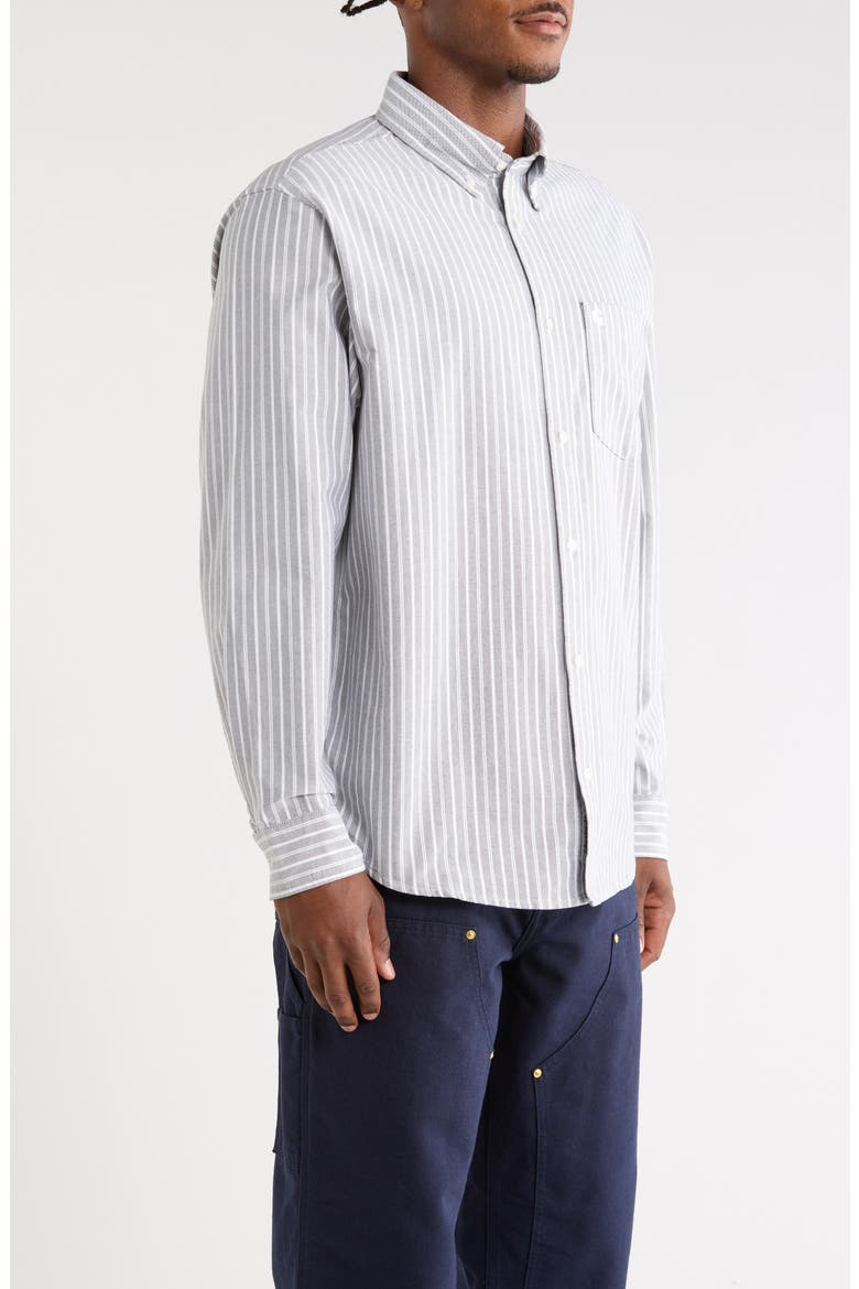 Kanan Stripe Cotton Button-Down Oxford Shirt, Alternate, color, KANAN STRIPE, BLACK