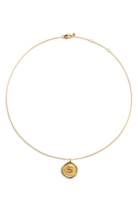 Initial Stamp Pendant Necklace