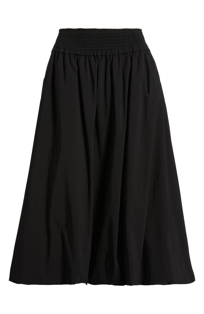 Wit & Wisdom Smocked Waist Bubble Hem Midi Skirt, Alternate, color, Black