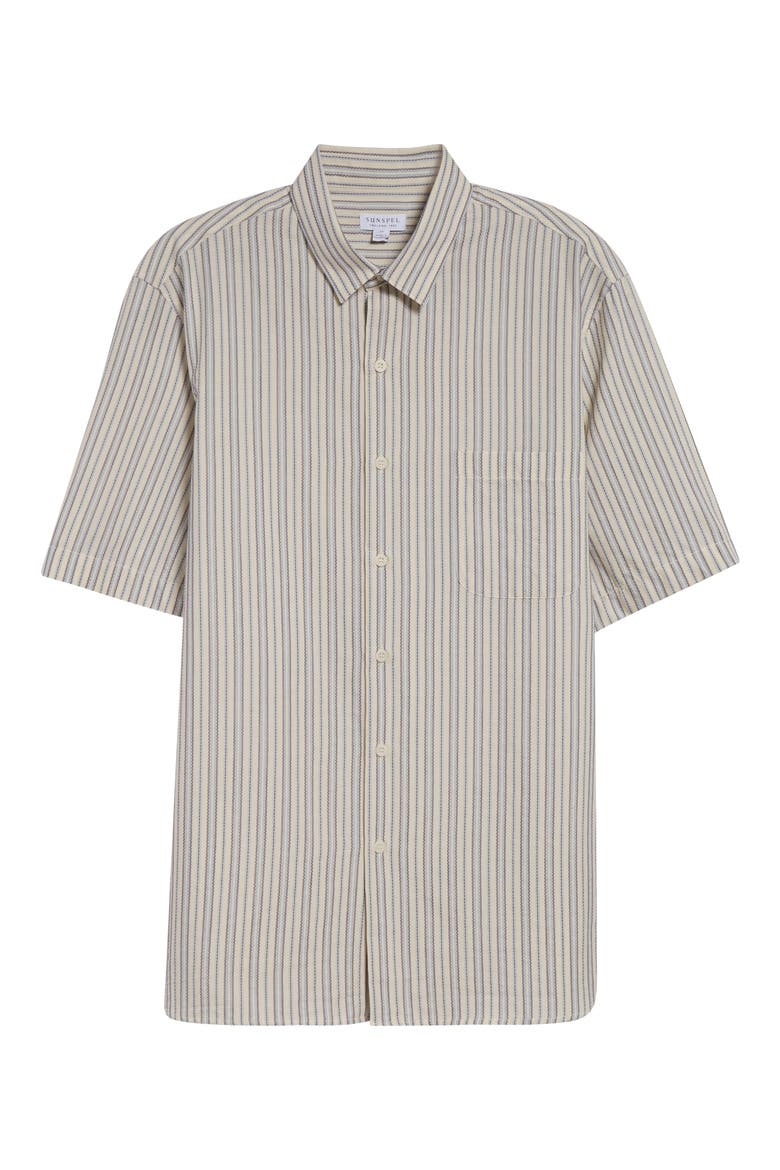 Stripe Short Sleeve Button-Up Shirt, Alternate, color, SOFT DENIM MULTI STRIPE