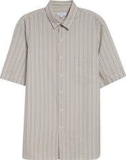 Sunspel Stripe Short Sleeve Button-Up Shirt