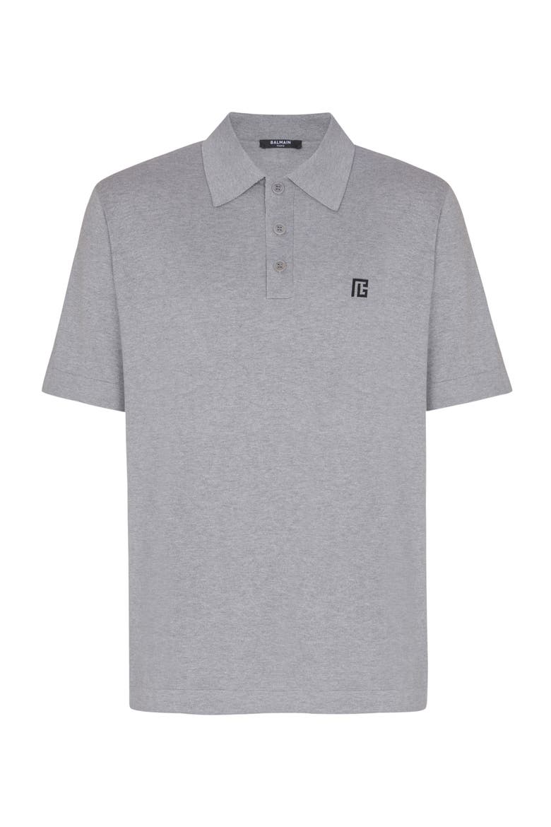 Embroidered cotton polo, Alternate, color, grey