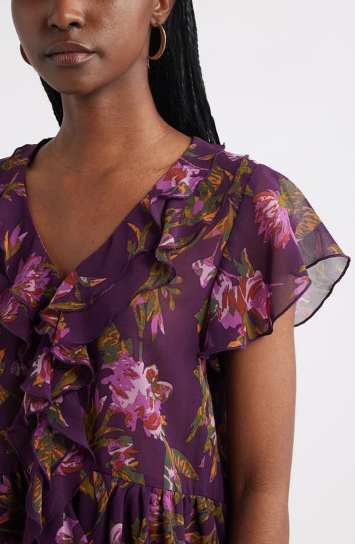 Treasure & Bond Ruffle Chiffon Top In Multi