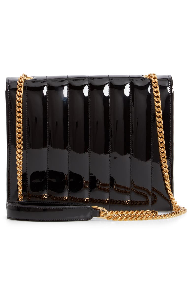 Saint Laurent Vicky Patent Leather Wallet on a Chain, Alternate, color,