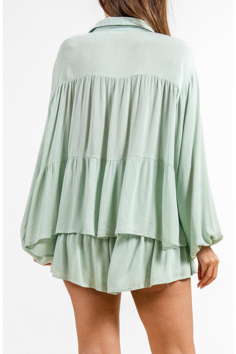 Tiered Button-Up Shirt, Alternate, color, SAGE