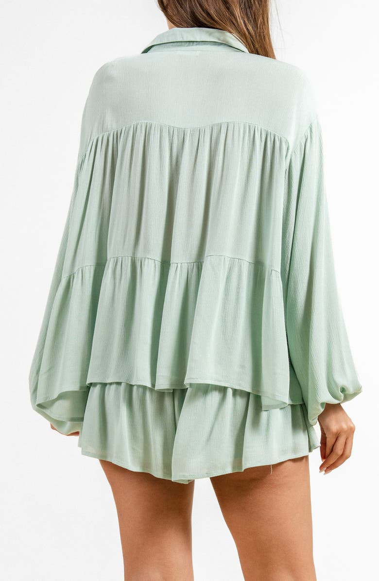 Beivy Tiered Button-Up Shirt, Alternate, color, Sage
