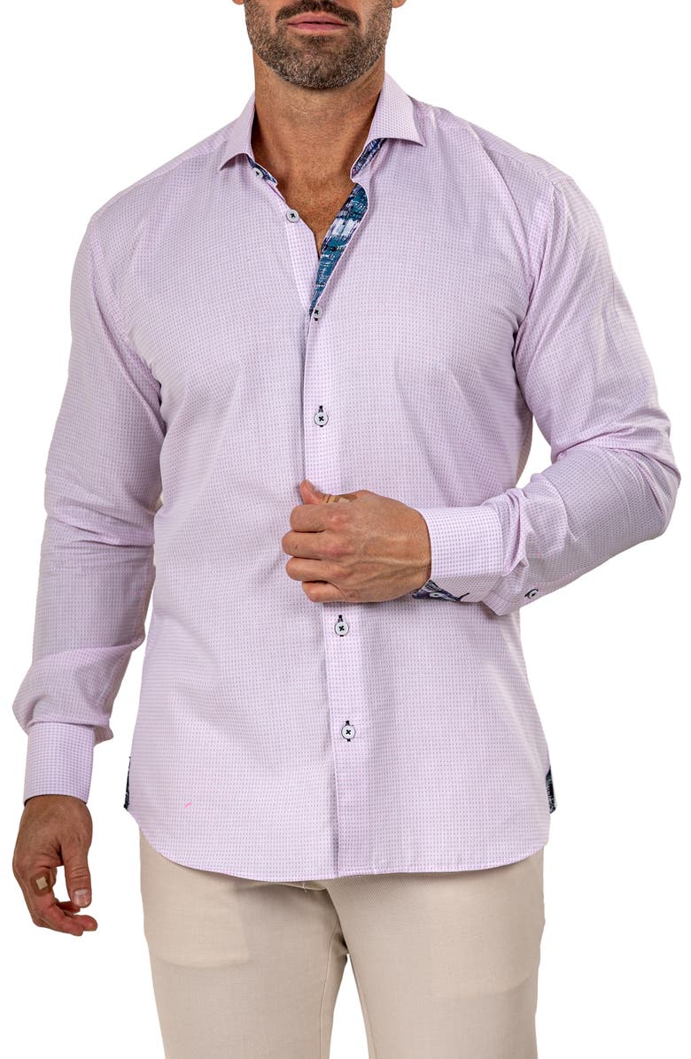 Maceoo Eins Marthy Contemporary Fit Cotton Button-Up Shirt, Alternate, color, White/Pink